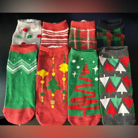 Unbranded Other - 8 Piece Women’s Christmas Holiday Design Ankle Socks Brand New Plaid Trees